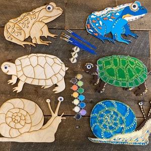 DIY Turtle Frog Snail Painting Craft Kit for Kids, Paint Your Own DIY Kit, Paint at Home Kit, Gift for Her, Crafts for Kids, Birthday Gift