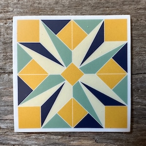 Barn Quilt Muster Vinyl Aufkleber, Geschenk für sie ihn und Quilter, Barn Quilt Aufkleber, Aufkleber für Wasserflasche, Barn Quilt Decor Accessoire