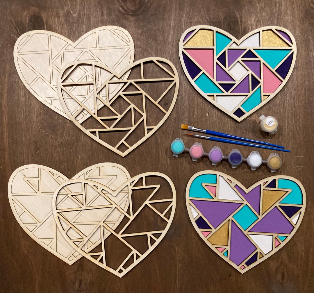 DIY Heart Barn Quilt Painting Kit Gift Set, Date Night Craft, Paint at