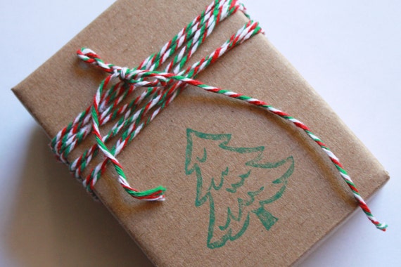 Items similar to Kraft Box Holiday Gift Package / Hand Stamped ...