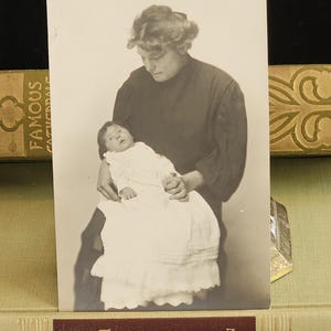 Mother & Infant Eyes Open Possibly Post Mortem Photo | Cabinet Card | Victorian Photography | Mourning | Memento Mori | Funeral Antique