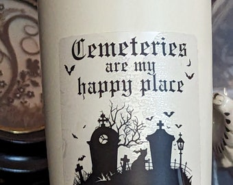 Cemeteries are my Happy Place  3" Clear Sticker | Cemeteries | Graveyards | Taphophile | Gothic Goth Sticker | Death Positive