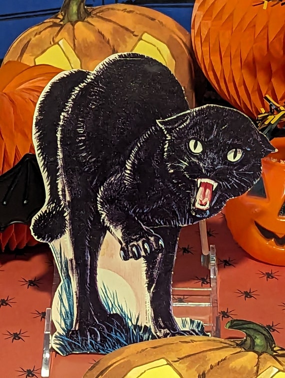 Furry Black Cat in Pumpkin Mini Backpack