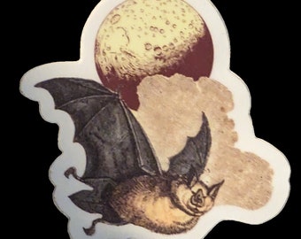 Bat Flying Full Moon 2" Sticker | Bat Lovers | What We Do in the Shadows | Dark Academia | Goth Sticker | Save the Bats | Madagascar Bat