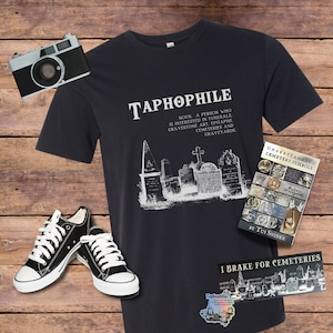 Taphophile Definition Black Cotton Fitted T-Shirt | Graveyard Cemetery Lovers Gift | Exploring Wandering  Dark Tourism | Morbid Friend Gift