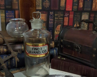 Antique Label Under Glass Tincture of Lavender Apothecary Jar | Pharmacy History | Medical Antiques | Curiosity | Victorian Medicine