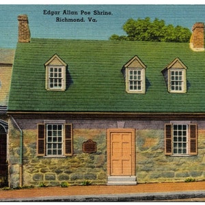 Antique Postcard Edgar Allan Poe Museum The Old Stone House Shrine| Richmond VA | Memorabilia  | Dark Academia Ephemera Travel Souvenir