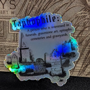 Holographic Kiss Cut Taphophile Vinyl Sticker Gravestones | Graveyards | Cemeteries| Tombstones | Cemetery Explorer | Cemetery Lovers