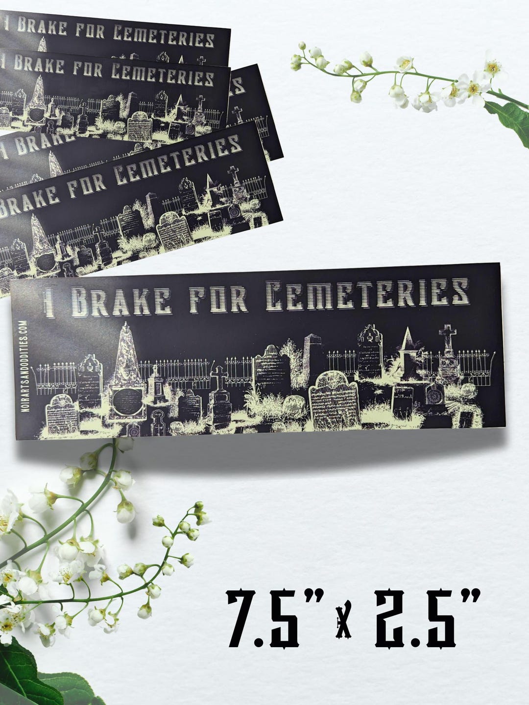 Cemetery Gothic Tombstone Bumper Sticker I Brake for Cemeteries Themed ...