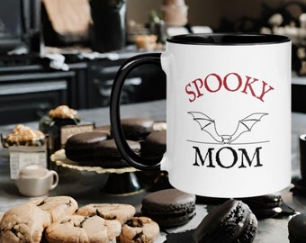 Spooky Mom Coffee Mug | Goth Bat Art, Mother's Day Gift