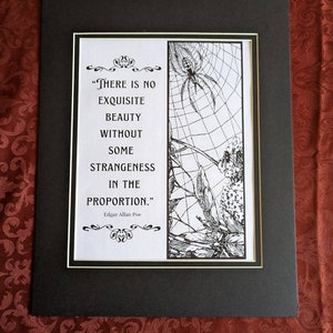 Quote Art Edgar Allen Poe Beauty & Strangeness Digital Download Printable 8 x10 | Wall Decor| Minimalist Gothic Home Decor | Dark Academia