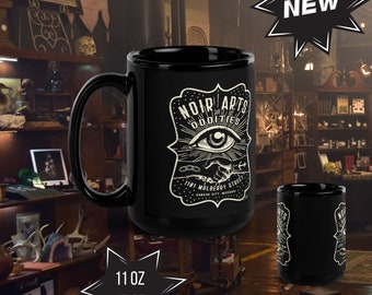 Noir Arts & Oddities Community Black Glossy Mug | Oddities Mugs | Noir Coffee Mug | Noir Kansas City