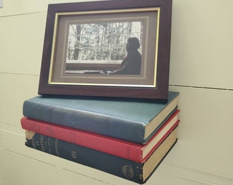 Vintage books bookshelf floating bookshelf, vintage bookshelf, cozy cottage decor, wall shelf brackets, vintage book set, bookstack decor