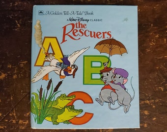 Vintage Walt Disney book The Rescuers ABC Golden Tell a tale little book 1977 70s Disney Memorabilia gift for Disney collector perfect cond