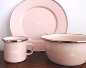 Vintage Plate Bowl & Espresso Mug Set -With A Royal Crown Mark-