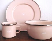 Vintage Plate Bowl & Espresso Mug Set -With A Royal Crown Mark-