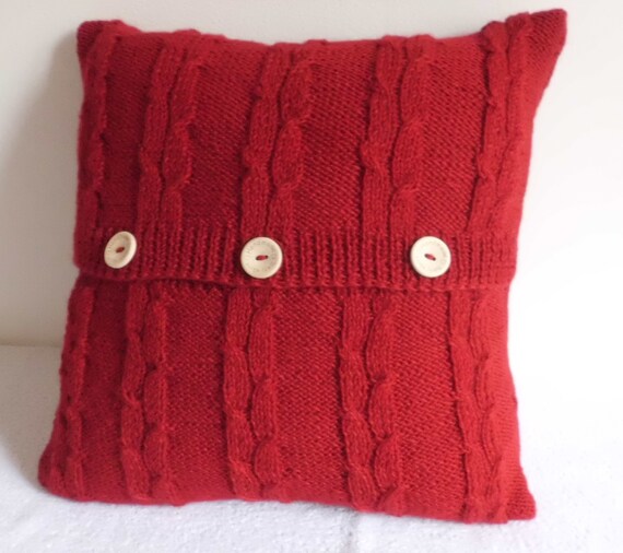 Deep Red Cable Knit Pillow Case Throw Pillow Burgundy Knit Etsy