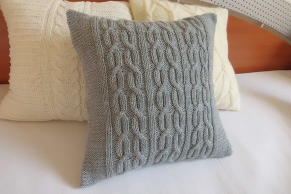 Custom Gray Decorative Cable Knit Pillow Cover Throw Pillow Etsy