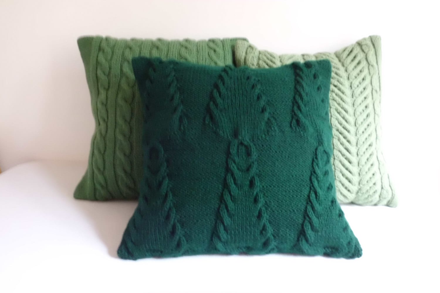 Custom Trees Knit Pillow Cover Throw Pillow Hand Knit Green Etsy