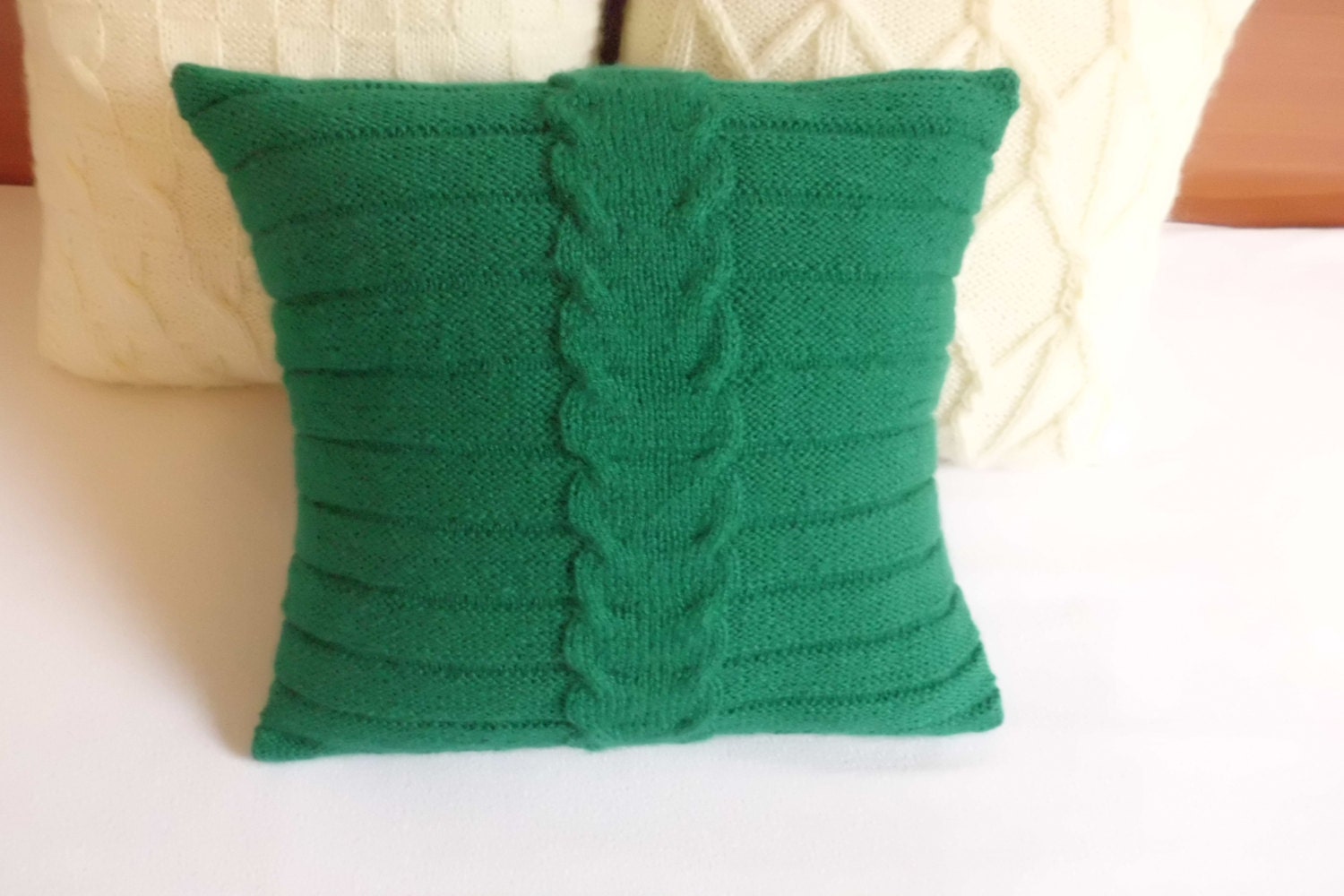Cable Knit Pine Green Pillow Cover Throw Pillow Christmas Etsy