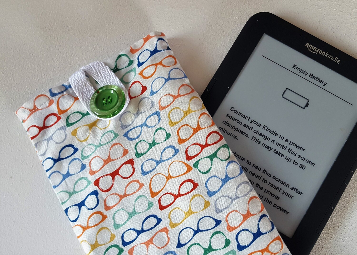 Fabric Kindle Sleeve. Tablet Pouch. 7 Inch Tablet Sleeve. Gadget Case