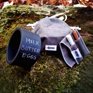 Chalkboard Painted Bangle Bracelet with Gray Flannel Pouch and Chalk