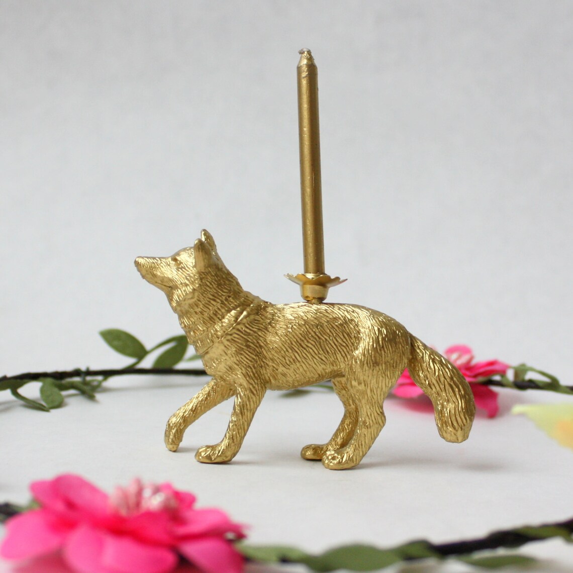 Gold Fox Birthday Candle Holder Etsy