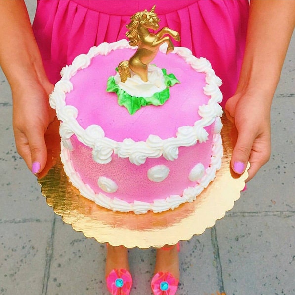 Gold Leaping Unicorn Birthday Candle Holder / Cake Topper