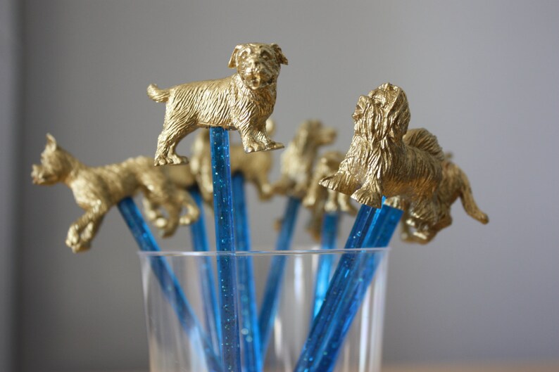 Perfect Pup Gold Dog Drink Stirrers Swizzle Stick Cocktail