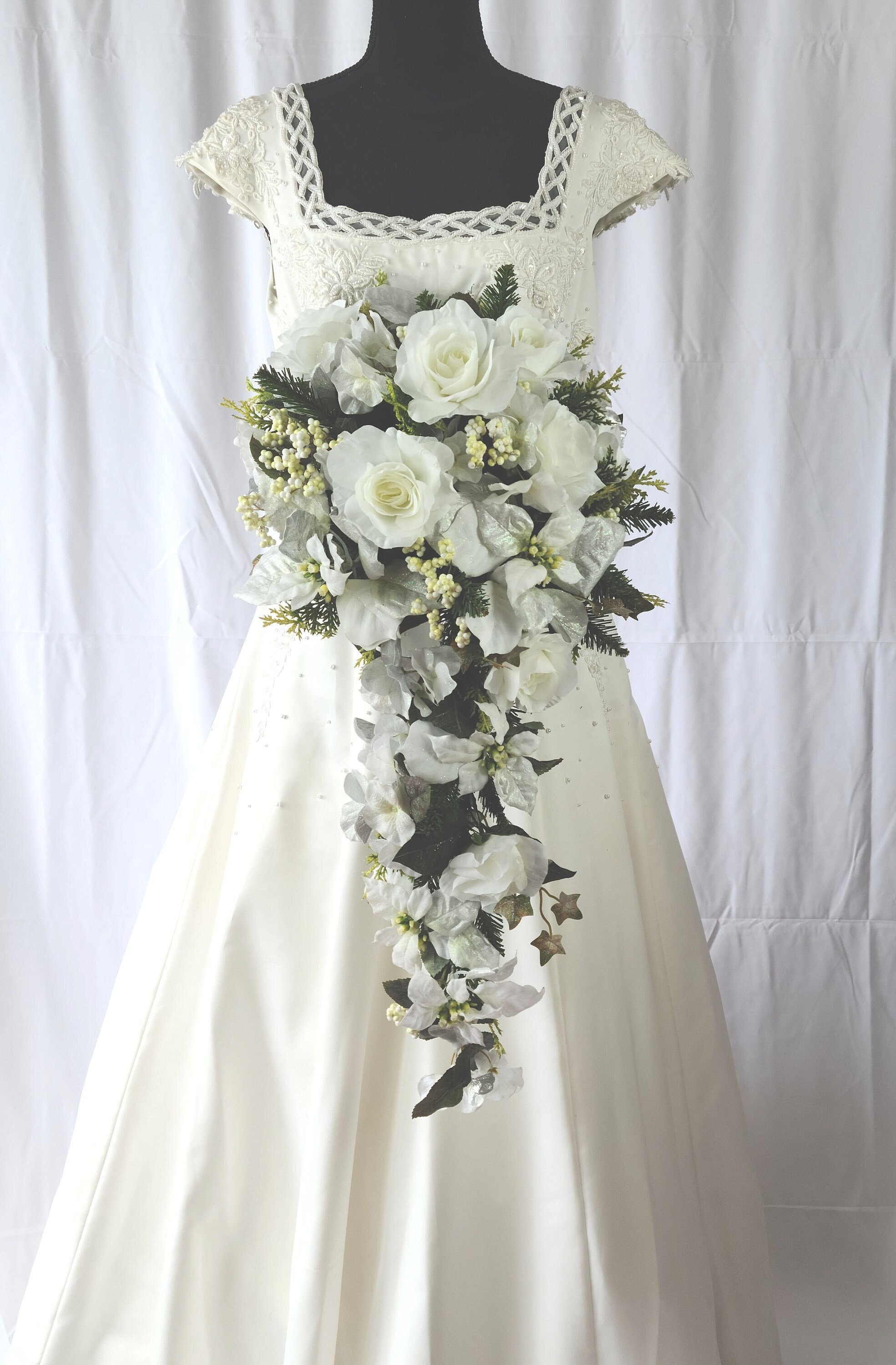 Silver Silk Wedding Bouquet
