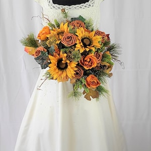 Fall Garden and Sunflower Faux Silk Wedding Bouquet - Etsy