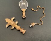 Fleur de Lea Finial and Glass Crystal Finial Ceiling Fan Pull Chain Home Decor