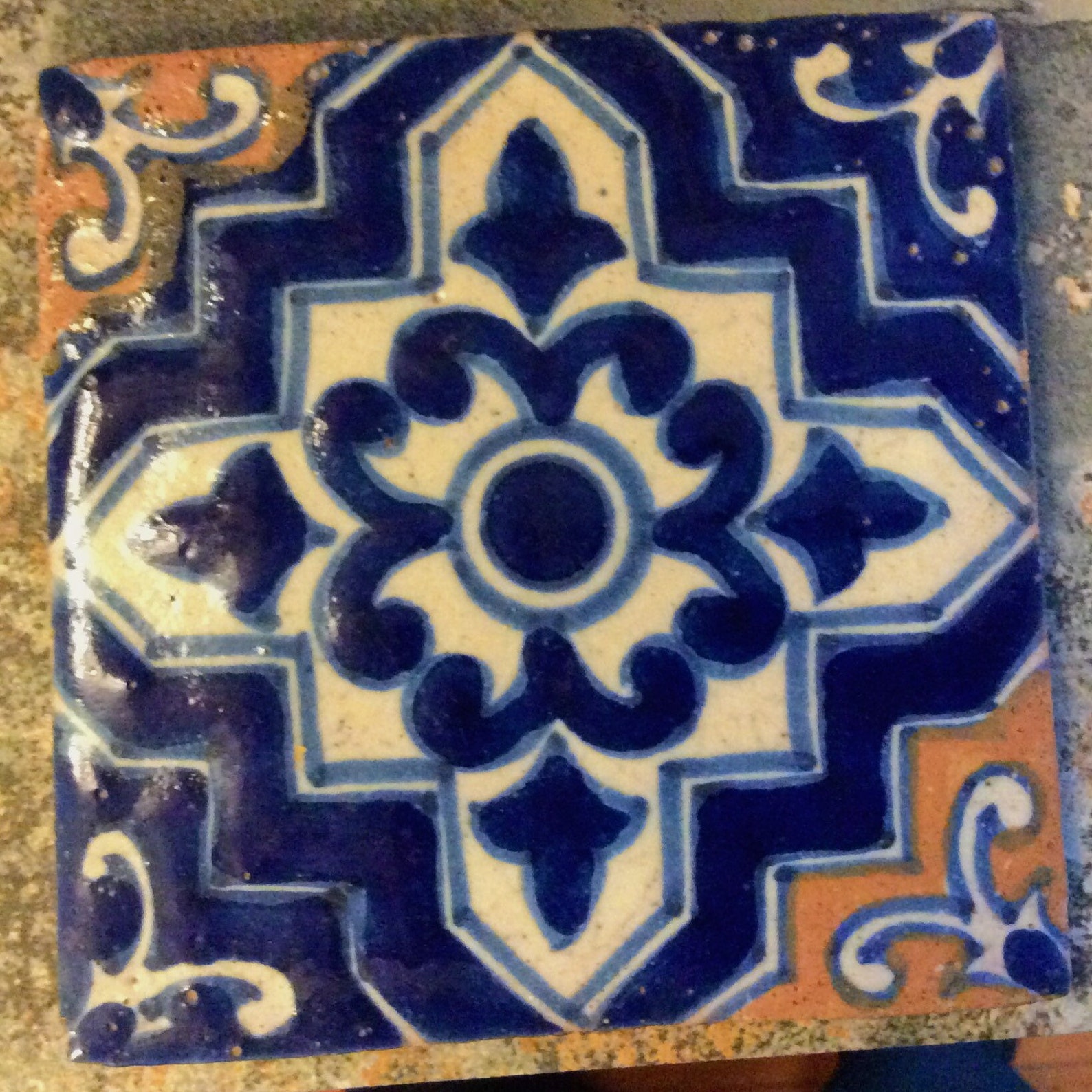 Two HandPainted Spanish Tiles Trivets Coasters Blue Terra Etsy