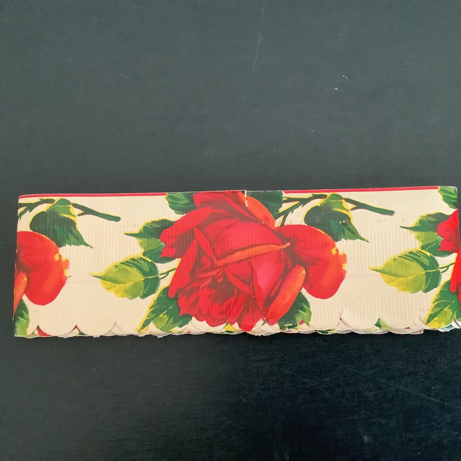 Vintage Decorative Shelf Paper Edging Red Roses 10 Plus Feet Etsy