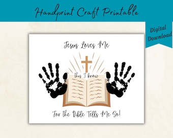 Jesus Loves Me Handprint Kids Craft Art for Babies, Kids, Toddlers in Nursery, VBS, Daycare or Preschool - Church Sunday School Printable