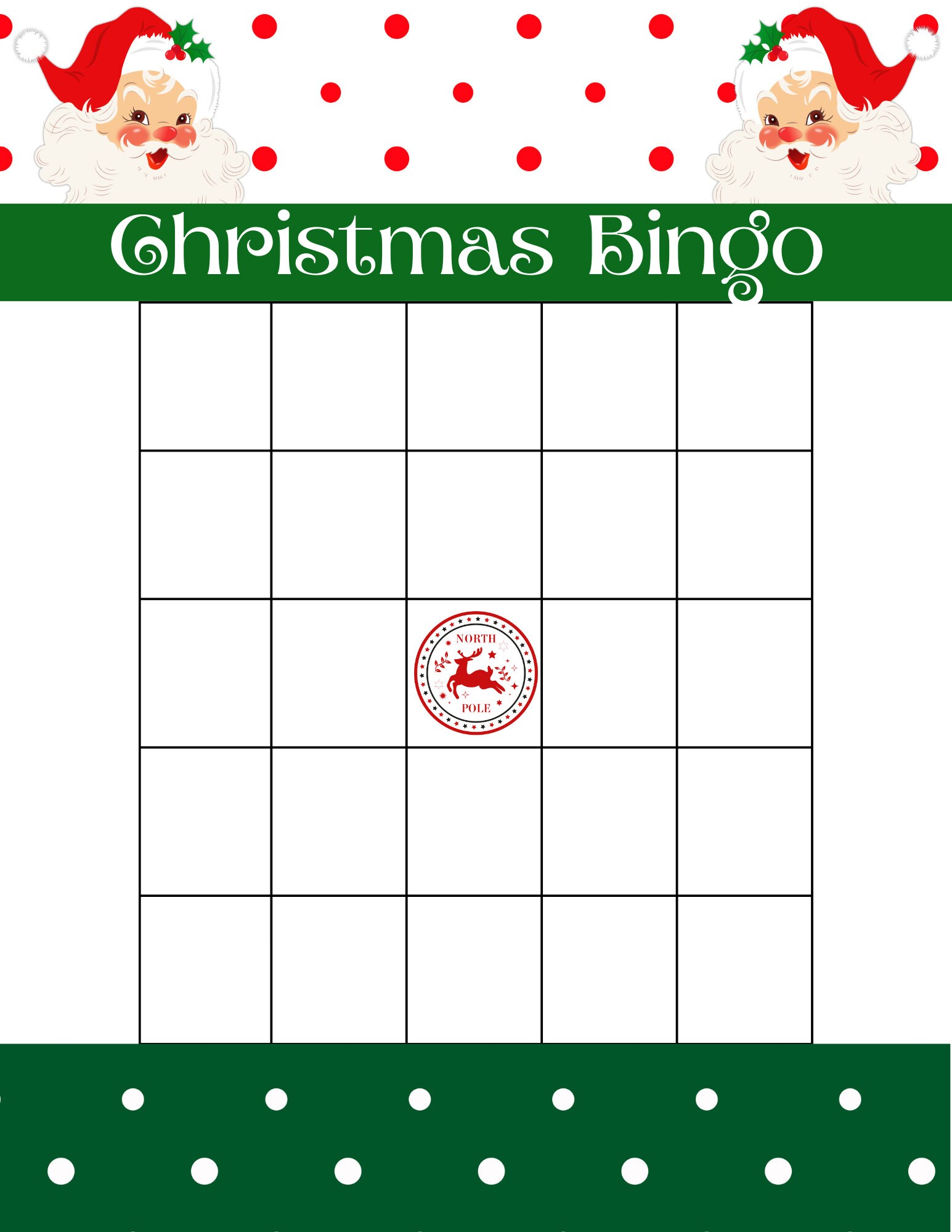 bingo christmas holiday family dinner - work or classroom game