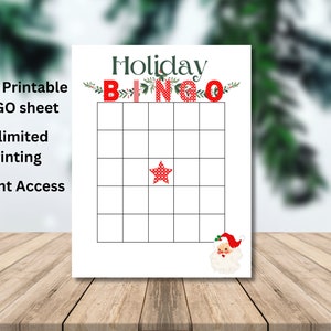 Urlaub Weihnachten Bingo Sheet Blank - Einfaches Gruppenspiel - Einfach Büro, Klassenzimmer Partyspiel - unbegrenzter Druck