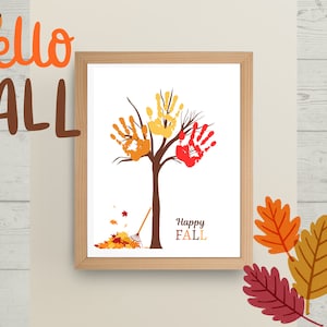 Kids Fall Tree Leaves Handprint Craft Printable, Daycare or Preschool ...