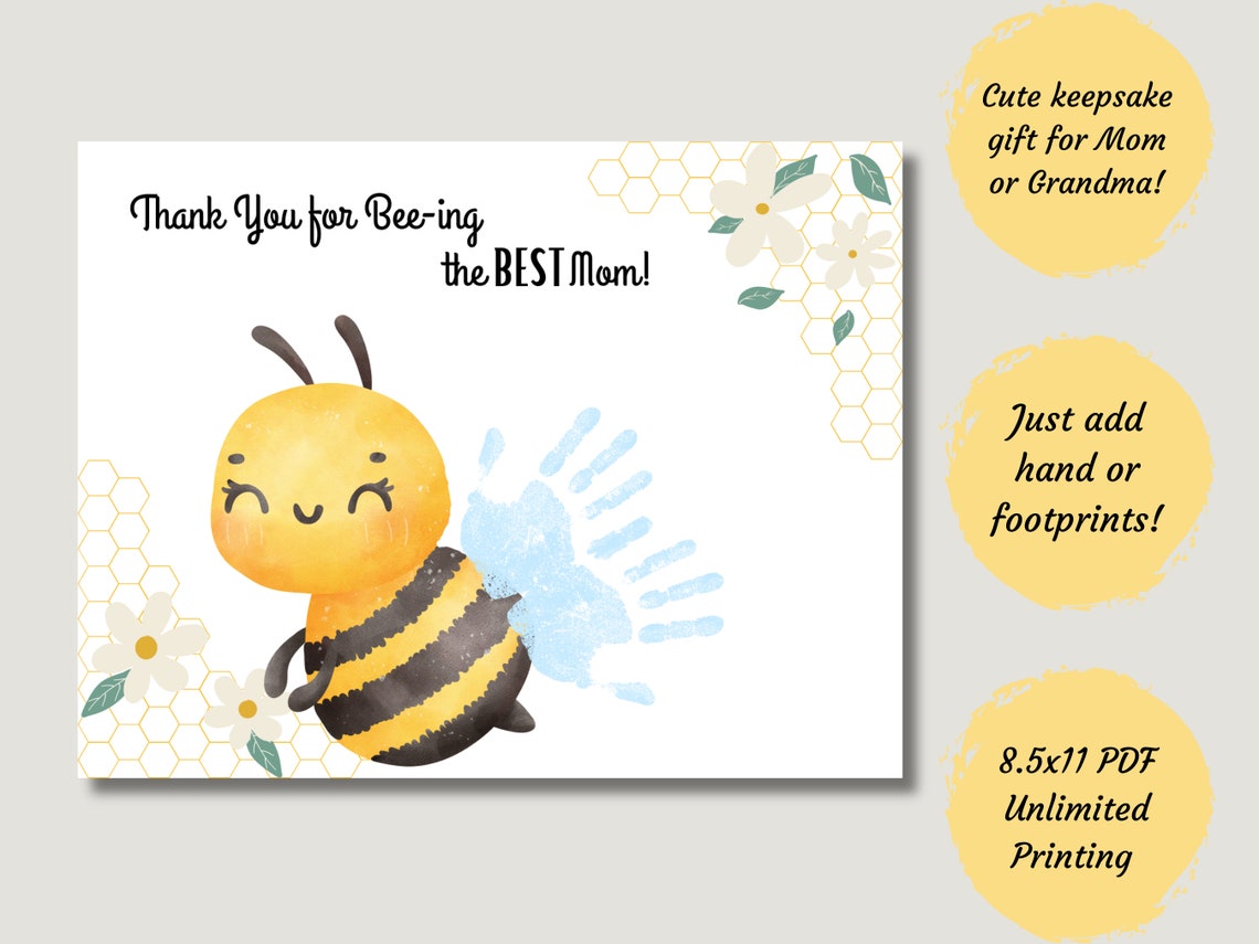 Mothers Day DIY Handprint Craft Card Printable Gift for Mom | Best Mom ...