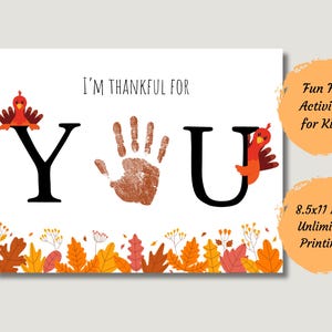 Thankful for You Handprint Craft Printable for Kids, Daycare Preschool ...