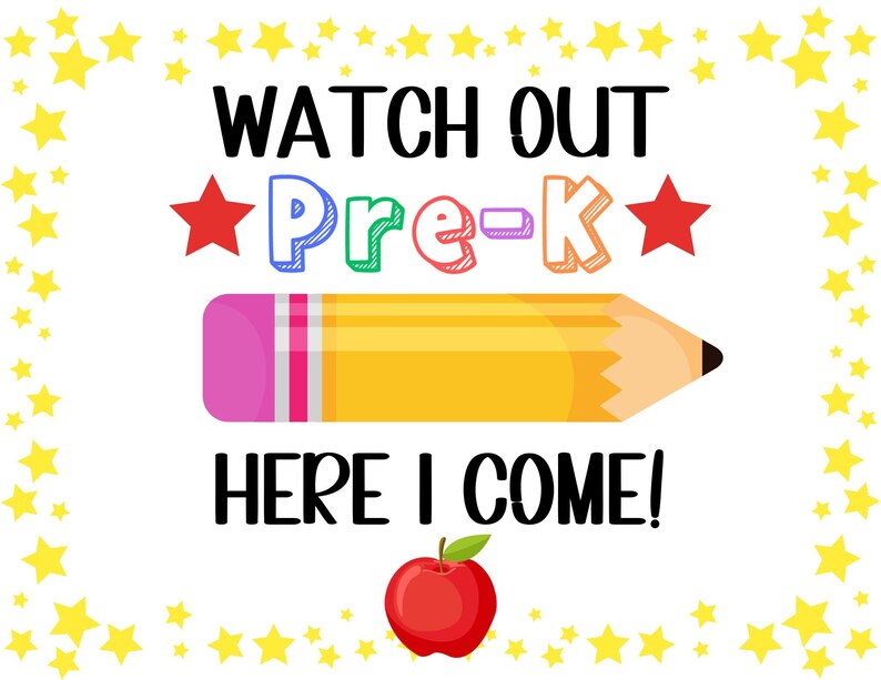Oper Sign Pre K Pre-k Back to School Printable Sign: Photo Prop (digital Download) - Etsy