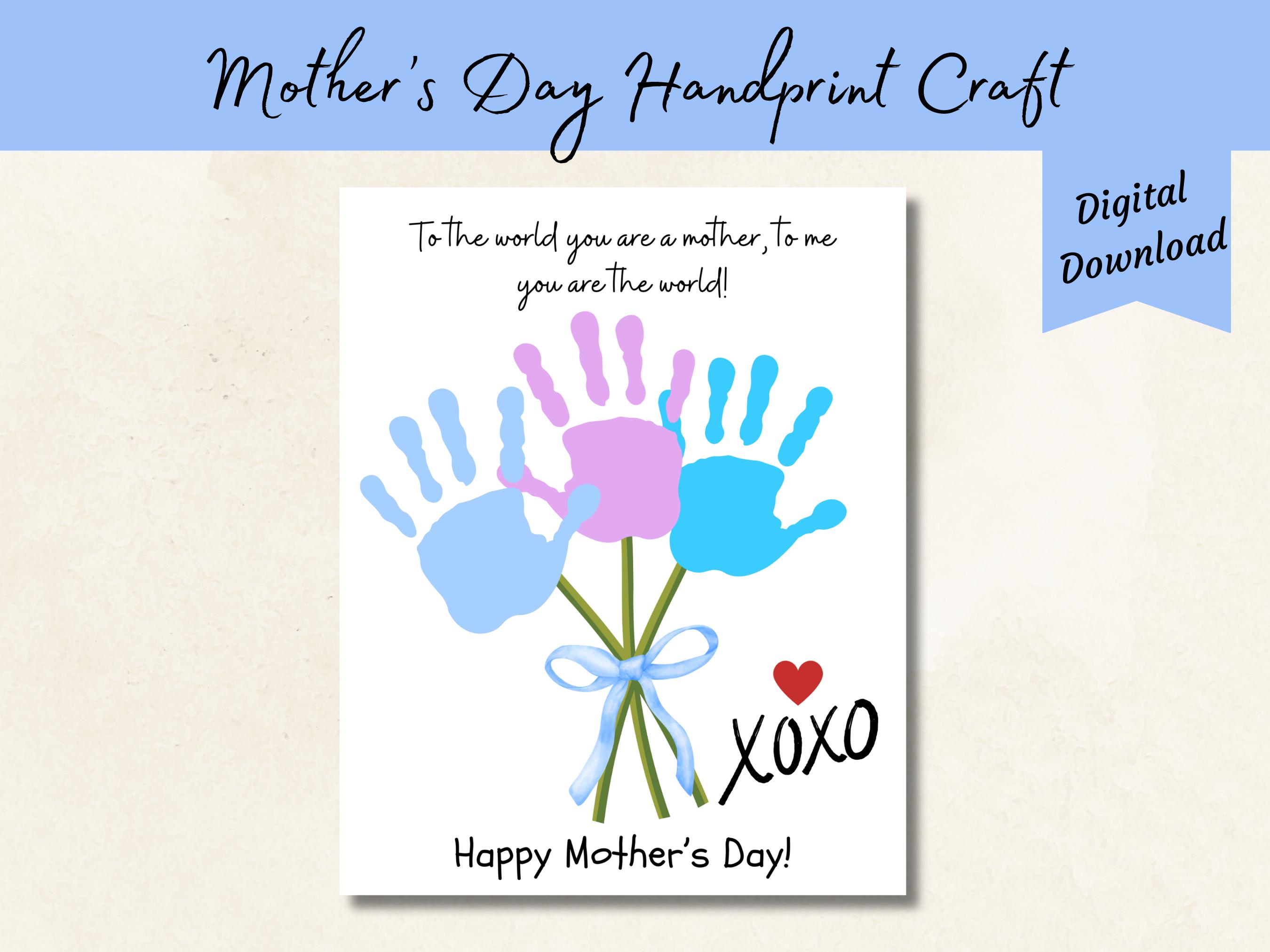 Kids Mother's Day Handprint Flower Bouquet Craft Printable | Handprint ...