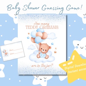 Baby Shower Guessing Game Printable Baby Boy Party Candy Jar Game Teddy Bear Guess How Many Instant Access Digital Download 8x10 PDF