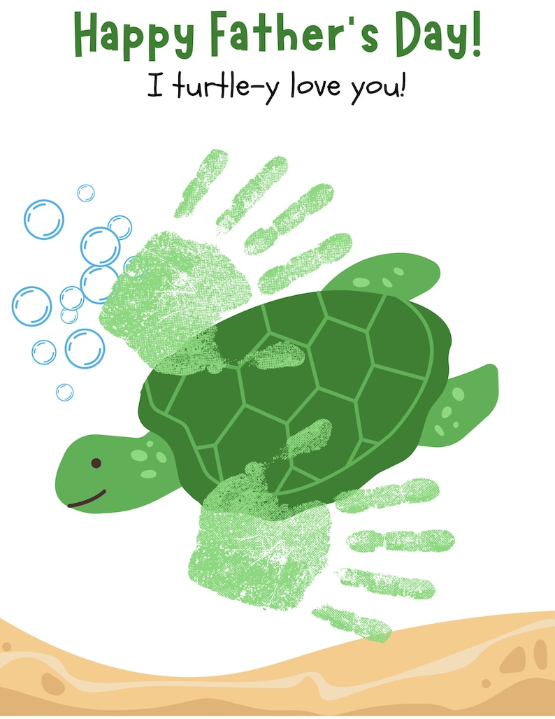 Father's Day Turtle Handprint Craft Gift for Dad | Activity for Baby ...
