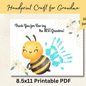 Kinder Großeltern Tag DIY Handabdruck Handarbeit Karte Geschenk für Oma | Niedliche Vorschulkindergarten-Kunstaktivität für Kleinkind-Enkelkinder