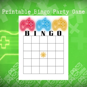 Carte de bingo vierge pour jeu vidéo Tween Gamer Birthday Ice Breaker Bingo Sheet - Indiquez vos propres idées ou chiffres ! Jeu simple en groupe ou en classe