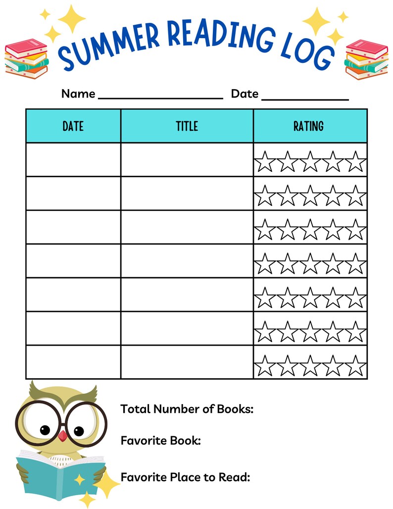 Summer Reading Log Tracker Printable for Kids and Adults, Summer Book ...