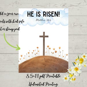 Easter Kids Craft He is Risen Cross Handprint Activity for Preschool ...