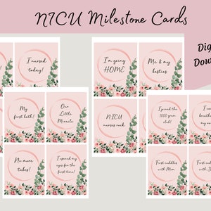 Cartes imprimables d'étape importante de bébé fille de l'USIN pour les parents de bébé prématuré, accessoire photo, cartes d'étape importante, cadeau pour les parents en téléchargement numérique