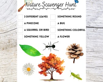 Nature Scavenger Hunt Printable – Kids Outdoor Activity (Digital Download)